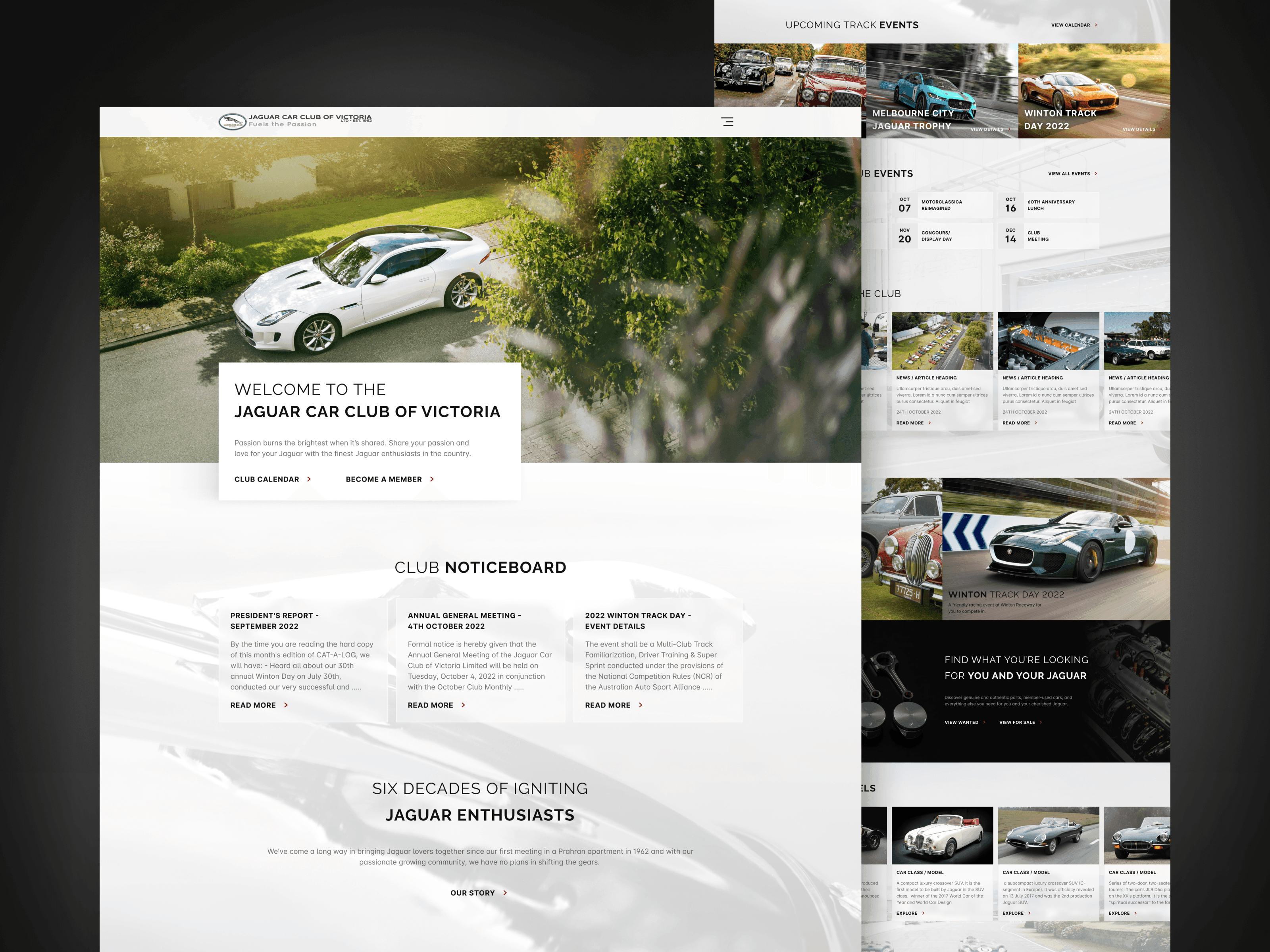 Revamped Website Design for the Jaguar Car Club of Victoria 1