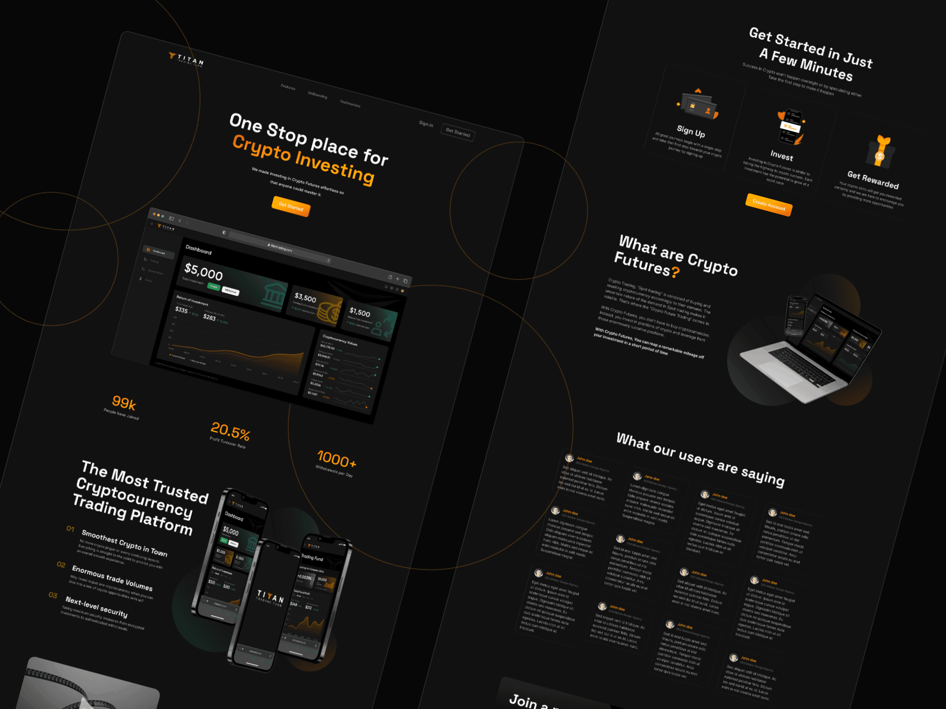Titan Trading Fund - Crypto Mobile UX + Landing Page Design 1